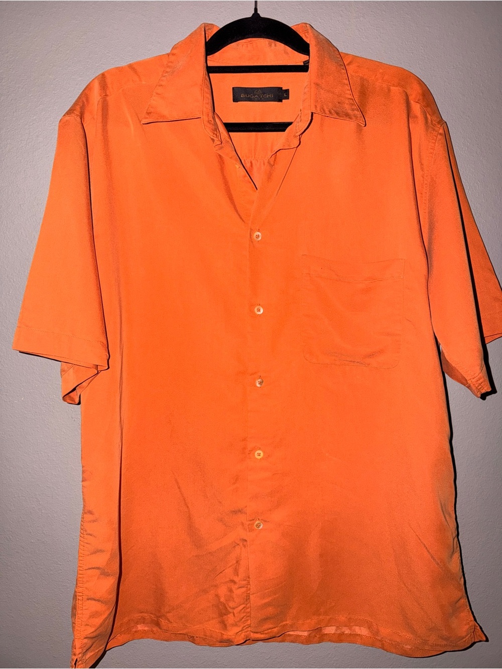 Bugatchi Men's Casual Button-Down Shirt in Bright Orange